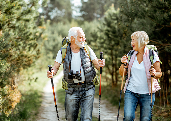 Older couple mountain hiking