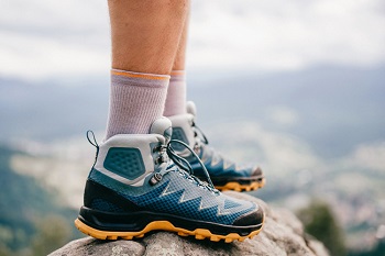 Supportive hiking shoes for heel pain prevention.