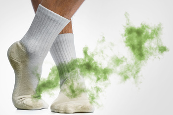 Foot odor from sweaty socks